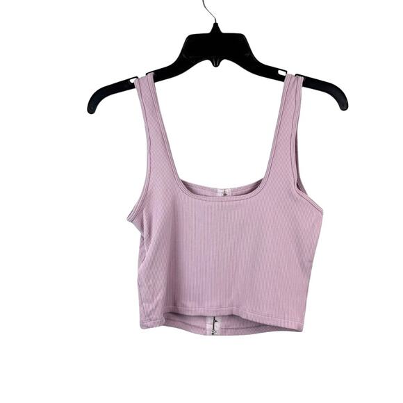 Abercrombie & Fitch Ribbed Crop Top Pink Corset Closure S - Picture 3 of 7